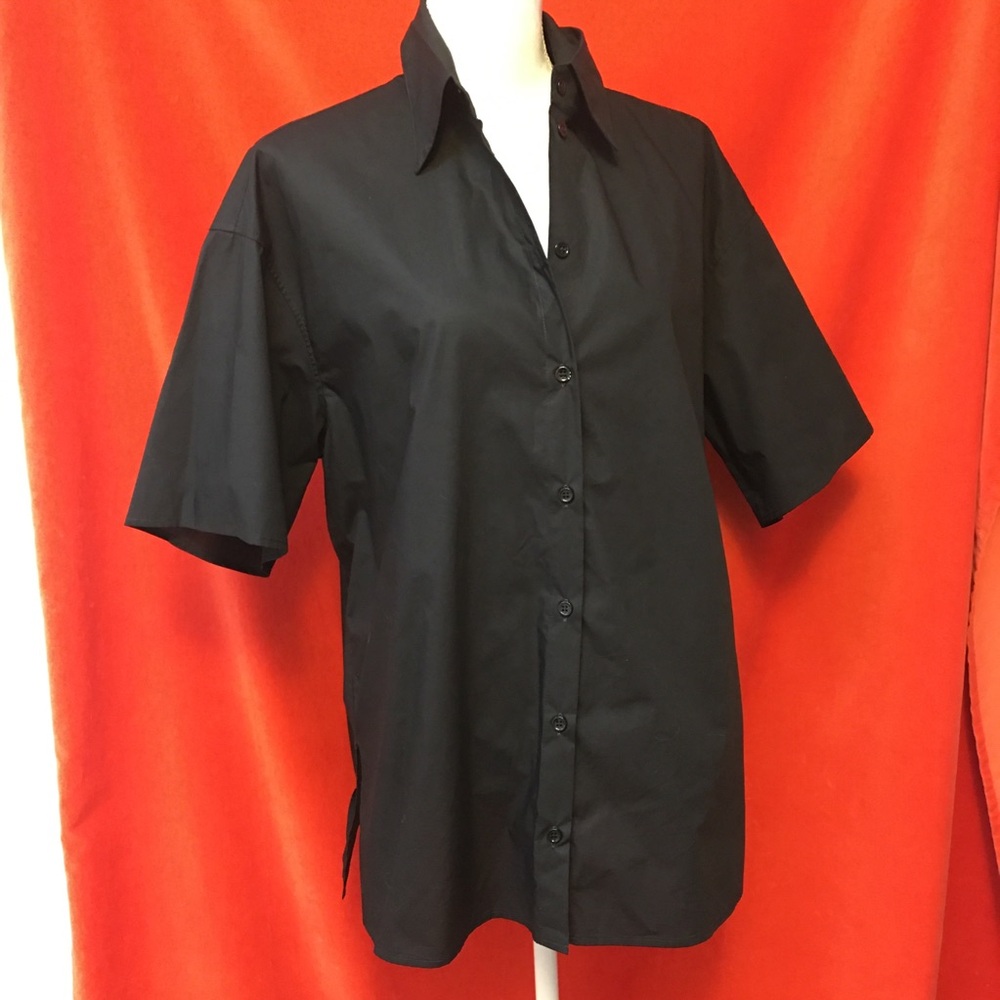 Goop G label Quinn shirt short sleeve in black size 8